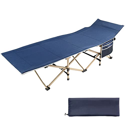 joyionic Campingbett klappbar, Feldbett Gästebett, Belastbar bis 300 kg, mit Transporttasche, Gewicht 6 kg, 190 x 70 x 38 cm, Blau