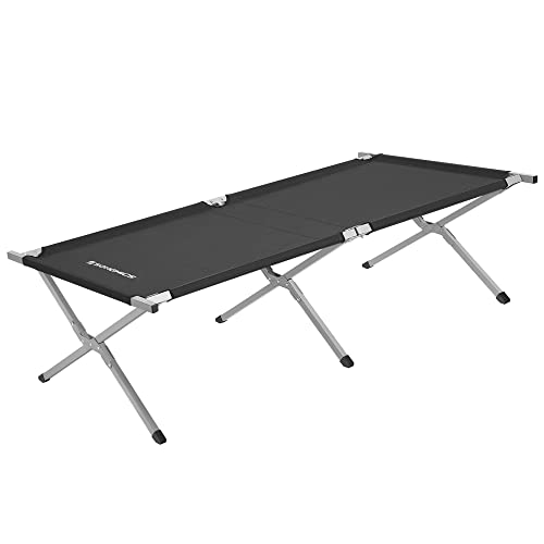 SONGMICS Feldbett, klappbar, Campingbett, Gästebett, 210 x 72 x 45 cm, max. statische Belastbarkeit 110 kg, Reisen, Outdoor, schwarz GCB21H