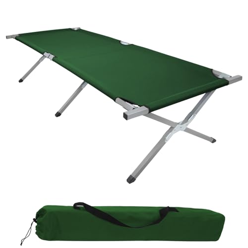 BB Sport Feldbett Klappbett 190 x 64 x 41 cm Stabiles Campingbett bis 180 kg Belastbar Tragbar Tasche Liege Reise Bequem, Farbe:grün