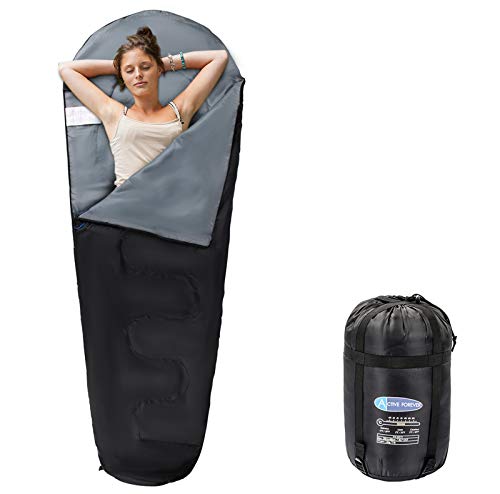 ACTIVE FOREVER Mumienschlafsack 3–4 Jahreszeiten Leichtes, kompaktes, wasserdichtes Design Schlafsack für die warme Jahreszeit für Outdoor-Abenteuer und Survival-Essentials