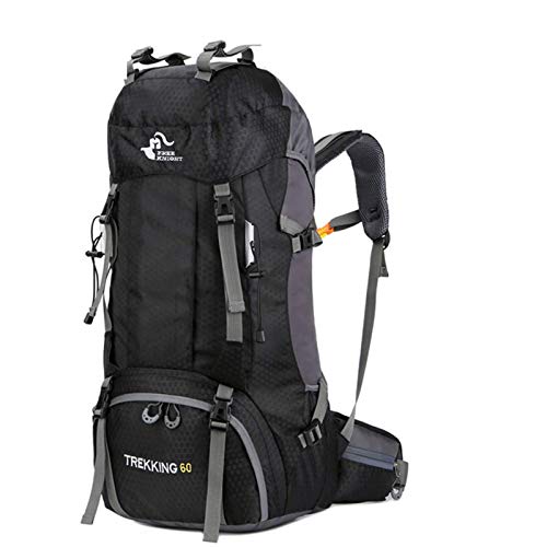 free knight 60L Wasserdichter Rucksack, ultraleichter, packbarer Kletterfischer Reiserucksack Tagesrucksack, handliche Faltbare Camping Outdoor-Rucksack-Tasche mit Regenschutz (Dunkel Schwarz)