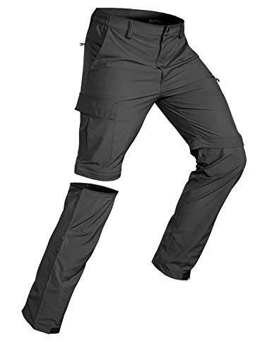 Wespornow Herren Zip-Off-Wanderhose-Abnehmbar-Trekkinghose, Atmungsaktiv Outdoorhose Arbeit Hosen Schnell Trockend Sommer Funktionshose mit 5 Taschen (Dark Grau, XL)