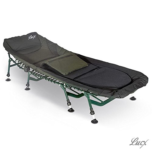 Lucx® Komfort Bedchair Angelliege Karpfenliege 8 Beine Liege mit Matratze Gartenliege Maße (L/B/H): 210 x 85 x 38 cm