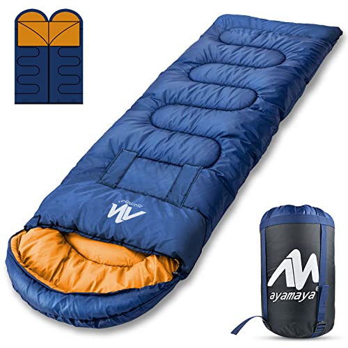 Schlafsack Outdoor Deckenschlafsack Koppelbar, 5-15 Grad Schlafsäcke Breit Kleines Packmaß 3 Jahreszeiten Wasserdichter Schlafsack 220x80 cm Erwachsene für Wandern Trekking Angeln Camping und Reisen