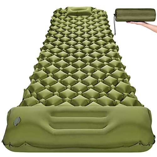Camping Isomatte Outdoor Selbstaufblasend Luftmatratze - Verbreiternde Aufblasbar Matratze mit Fußpresse Pumpe Ultraleichte Schlafmatte wasserdichte